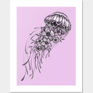 Flower jellyfish Posters and Art